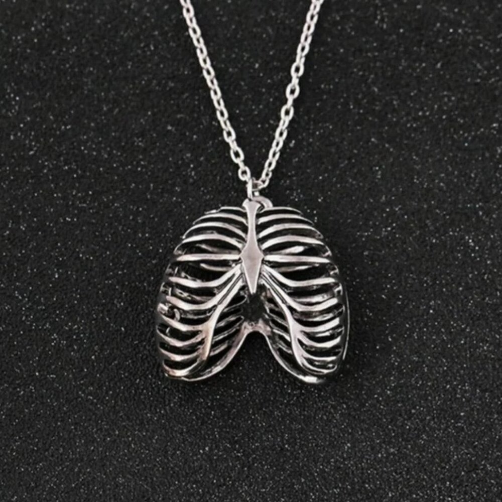 Heart Beats in its Cage | Anatomical Ribs Silver | Gothic Punk Alternative Emo